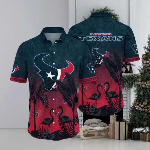 NFL Houston Texans Hawaii Shirt Flamingo And Flower Funny Aloha Shirt