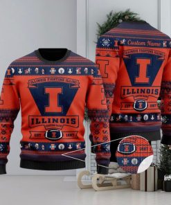 NFL Illinois Fighting Illini Football Team Logo 3D Printed Ugly Christmas Sweater