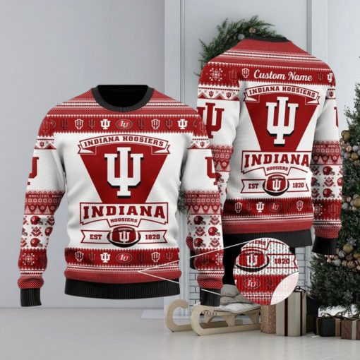 NFL Indiana Hoosiers Football Team Logo Knitting Pattern Ugly Christmas Sweater