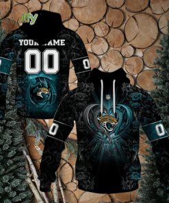 NFL Jacksonville Jaguars Custom Name Number Rose Dragon Pullover Hoodie