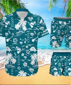 NFL Jacksonville Jaguars Gucci Logo Pattern Hawaiian Shirt & Shorts