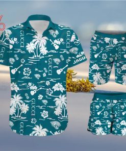 NFL Jacksonville Jaguars Gucci Logo Pattern Hawaiian Shirt & Shorts