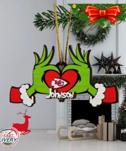 NFL Kansas City Chiefs And Grinch Xmas Ornament Custom Your Name 2023 Christmas Tree Decorations
