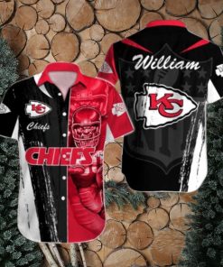 NFL Kansas City Chiefs Custom Name Special Half Tone Mascot Hawaiian Shirt