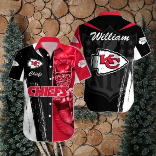 NFL Kansas City Chiefs Custom Name Special Half Tone Mascot Hawaiian Shirt