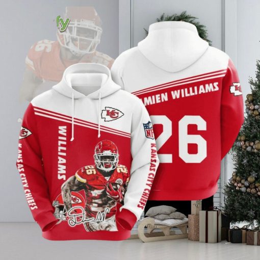 NFL Kansas City Chiefs Damien Williams Red White Pullover Hoodie