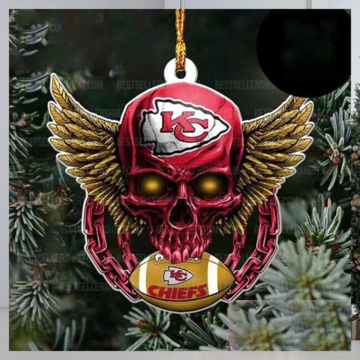 NFL Kansas City Chiefs Football Skull Logo Unique 2023 Christmas Ornament