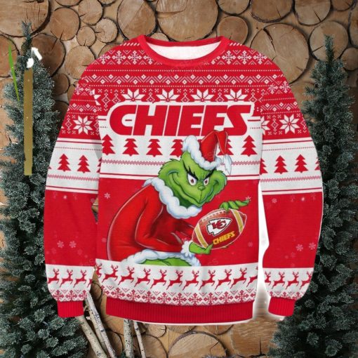 NFL Kansas City Chiefs Grinch AOP Ugly Christmas Sweater Christmas Gift For Men And Women