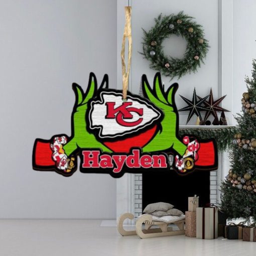 NFL Kansas City Chiefs Grinch Christmas Ornament Personalized Your Name 2023 Christmas Tree Decorations