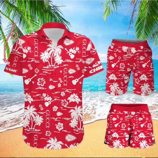 NFL Kansas City Chiefs Gucci Logo Pattern Hawaiian Shirt & Shorts