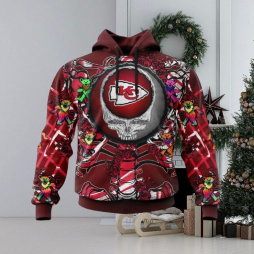 NFL Kansas City Chiefs Mix Grateful Dead, Personalized Name & Number Specialized Concepts Kits 3D Hoodie