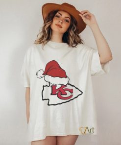 NFL Kansas City Chiefs Santa Hat Logo Christmas Holiday 2023 T shirt