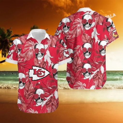 NFL Kansas City Chiefs Skull Flowers Hawaiian Shirt