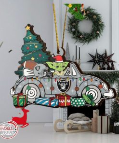 NFL Las Vegas Raiders And Baby Yoda Christmas Ornament 2023 Christmas Tree Decorations