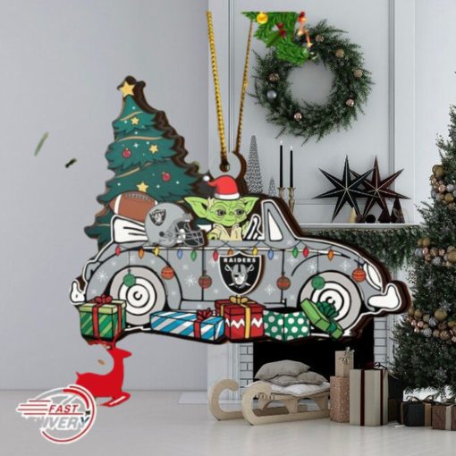 NFL Las Vegas Raiders And Baby Yoda Christmas Ornament 2023 Christmas Tree Decorations