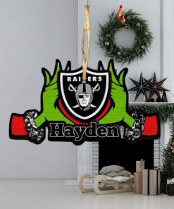 NFL Las Vegas Raiders Grinch Christmas Ornament Personalized Your Name 2023 Christmas Tree Decorations