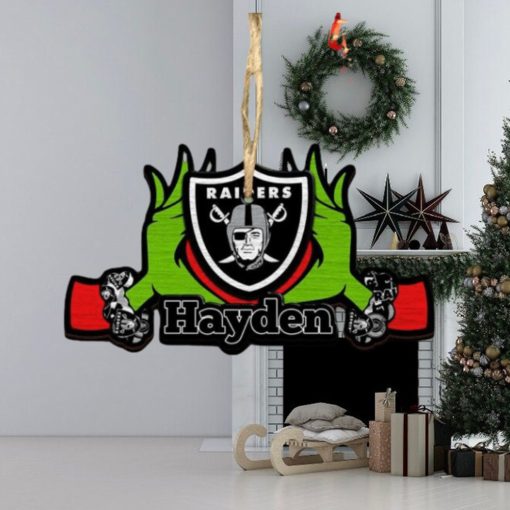 NFL Las Vegas Raiders Grinch Christmas Ornament Personalized Your Name 2023 Christmas Tree Decorations