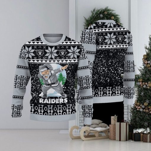 NFL Las Vegas Raiders Ugly Sweater Printed Christmas Santa Claus Ho Ho Ho Show Team Spirit