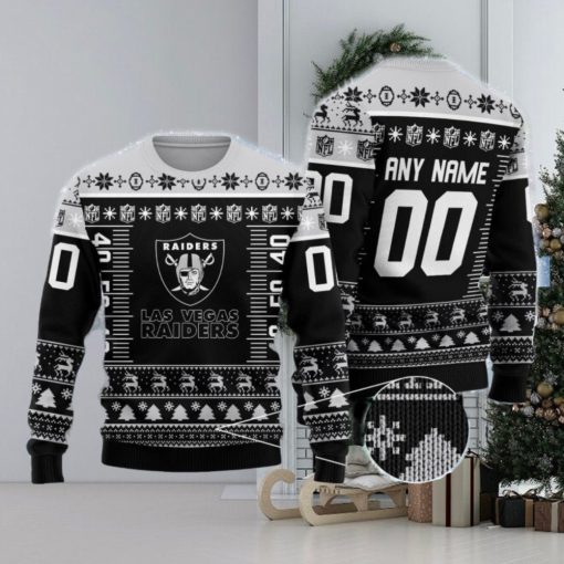 NFL Logo Las Vegas Raiders Ugly Christmas Custom Number And Name