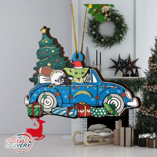 NFL Los Angeles Chargers And Baby Yoda Christmas Ornament 2023 Christmas Tree Decorations