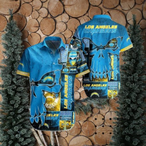 NFL Los Angeles Chargers Blue Punisher Skull Hawaiian Shirt