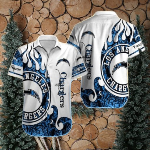 NFL Los Angeles Chargers Custom Name Realtree Hunting Hawaiian Shirt