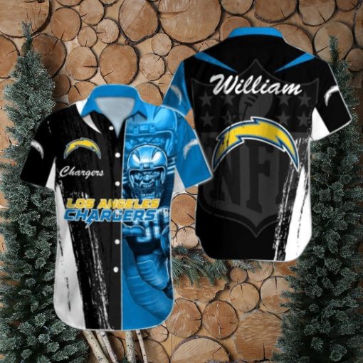 NFL Los Angeles Chargers Custom Name Special Half Tone Mascot Hawaiian Shirt