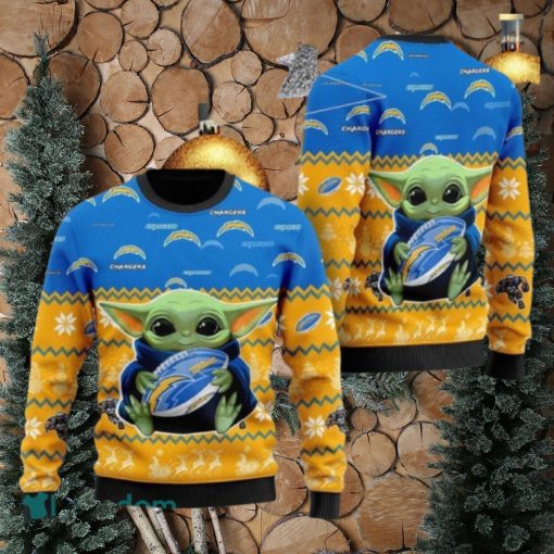 NFL Los Angeles Chargers Cute Baby Yoda Ugly Christmas Sweater