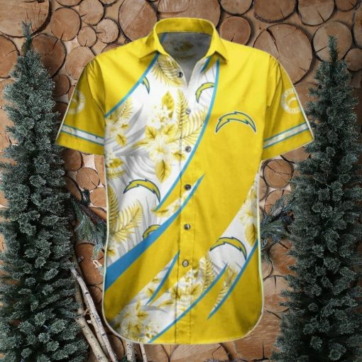 NFL Los Angeles Chargers Flowers Gold Hawaiian Shirt