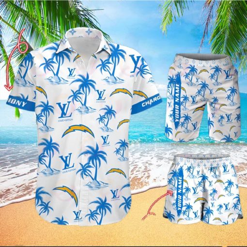 NFL Los Angeles Chargers Louis Vuitton Logo Pattern Hawaiian Shirt & Shorts