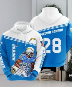 NFL Los Angeles Chargers Melvin Gordon Powder Blue White Pullover Hoodie