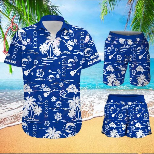 NFL Los Angeles Rams Gucci Logo Pattern Hawaiian Shirt & Shorts