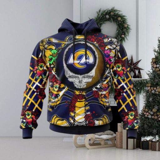 NFL Los Angeles Rams Mix Grateful Dead, Personalized Name & Number Specialized Concepts Kits 3D Hoodie