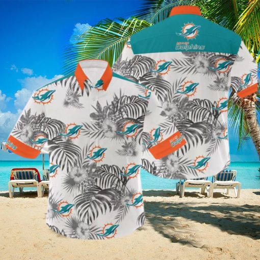 NFL Miami Dolphins 3D Flowers Leaf Hawaiian Shirt Summer Hot Gift For Fans