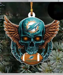 NFL Miami Dolphins Football Skull Logo Unique 2023 Christmas Ornament