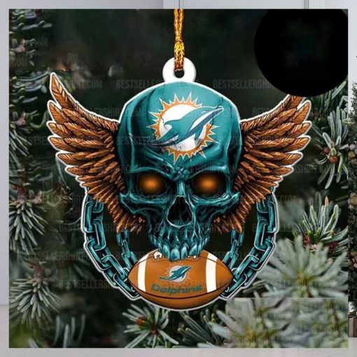 NFL Miami Dolphins Football Skull Logo Unique 2023 Christmas Ornament