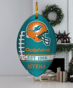 NFL Miami Dolphins Football Xmas Custom Name Tree Decorations Ornament