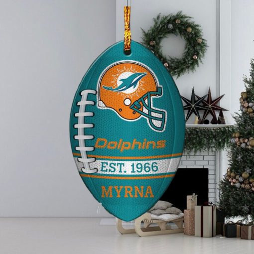 NFL Miami Dolphins Football Xmas Custom Name Tree Decorations Ornament