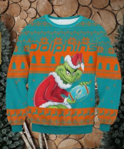 NFL Miami Dolphins Grinch AOP Ugly Christmas Sweater Christmas Gift For Men And Women