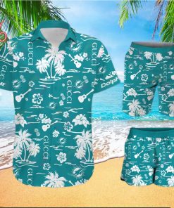 NFL Miami Dolphins Gucci Logo Pattern Hawaiian Shirt & Shorts