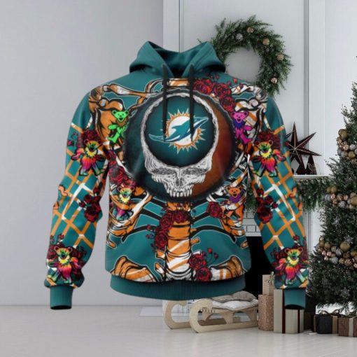 NFL Miami Dolphins Mix Grateful Dead, Personalized Name & Number Specialized Concepts Kits 3D Hoodie