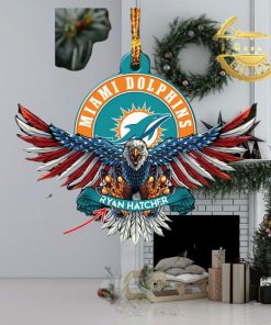 NFL Miami Dolphins Xmas American US Eagle Custom Name Ornament