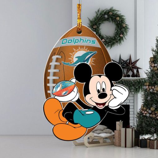 NFL Miami Dolphins Xmas Mickey Custom Name For Fans Christmas Tree Ornament