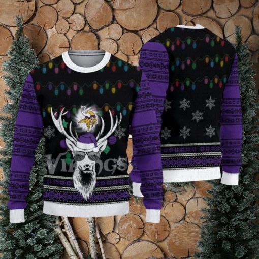 NFL Minnesota Vikings Christmas Reindeer V3 Sport Christmas Ugly Sweater 3D