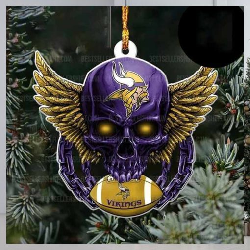 NFL Minnesota Vikings Football Skull Logo Unique 2023 Christmas Ornament