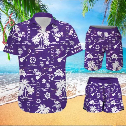 NFL Minnesota Vikings Gucci Logo Pattern Hawaiian Shirt & Shorts