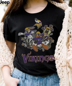 NFL Minnesota Vikings Looney Tunes Bug Bunnys Daffy Tasmania Fullprinted T Shirt