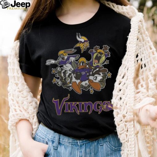 NFL Minnesota Vikings Looney Tunes Bug Bunnys Daffy Tasmania Fullprinted T Shirt