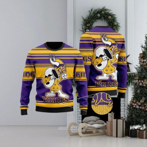 NFL Minnesota Vikings Snoopy Celebrates His Victory 3D Printed Ugly Christmas Sweater