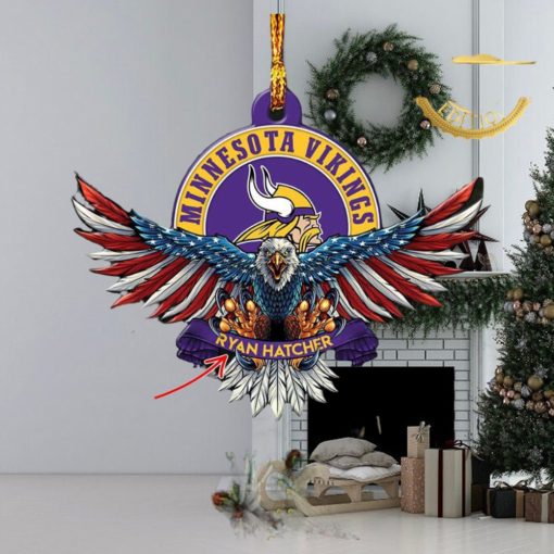 NFL Minnesota Vikings Xmas American US Eagle Custom Name Ornament